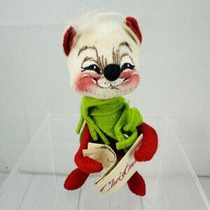 Annalee 7" Merry Christmas Caroller White Mouse Closed Mouth Sheet Music 1970